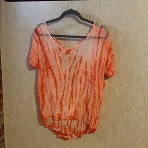 Orange tie dye crepe top